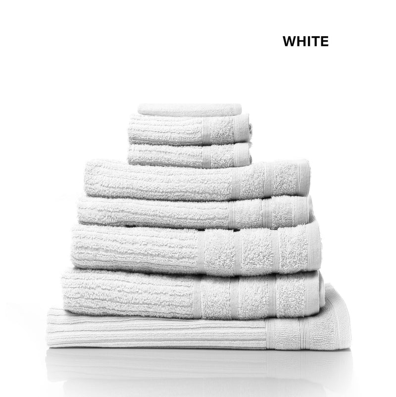 Royal Comfort Eden Egyptian Cotton 600GSM 8 Piece Luxury Bath Towels Set 8 Piece White - Bedzy Australia