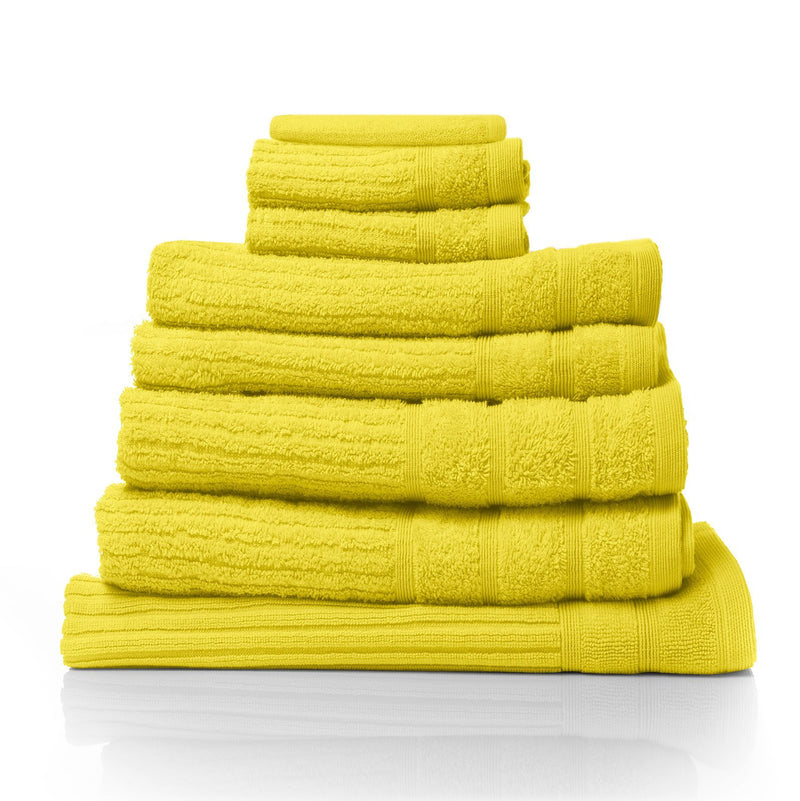 Royal Comfort Eden Egyptian Cotton 600GSM 8 Piece Luxury Bath Towels Set 8 Piece Yellow - Bedzy Australia