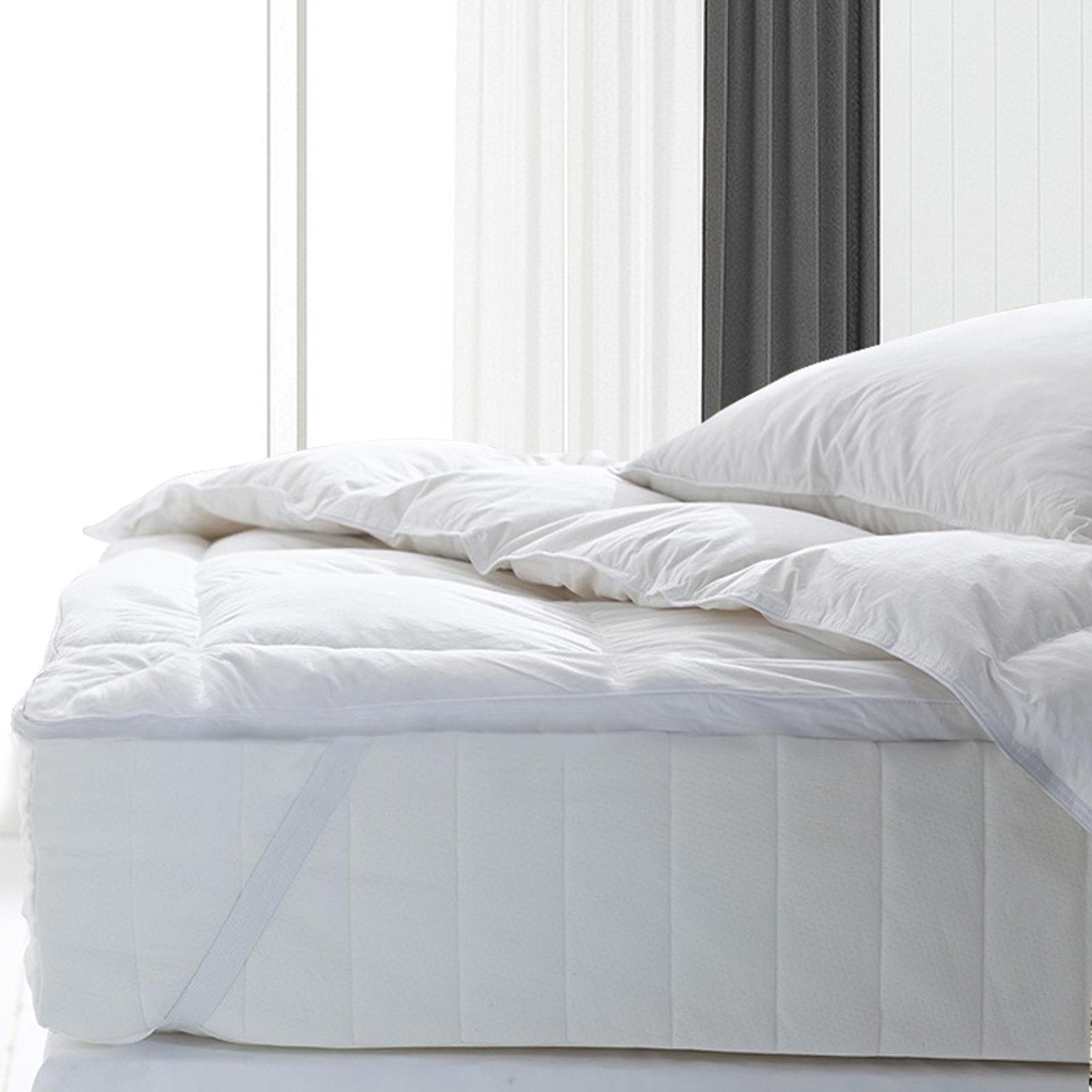 Royal Comfort Fitted Foam Cover Underlay Goose Mattress Topper 1000GSM Double White - Bedzy Australia