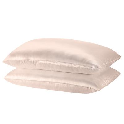 Royal Comfort Mulberry Soft Silk Hypoallergenic Pillowcase Twin Pack 51 x 76cm 51 x 76 cm Champagne Pink - Bedzy Australia