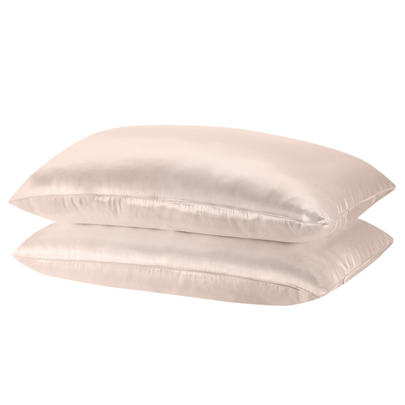 Royal Comfort Mulberry Soft Silk Hypoallergenic Pillowcase Twin Pack 51 x 76cm 51 x 76 cm Champagne Pink - Bedzy Australia