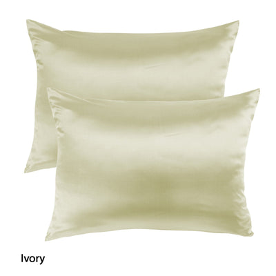Royal Comfort Mulberry Soft Silk Hypoallergenic Pillowcase Twin Pack 51 x 76cm 51 x 76 cm Ivory - Bedzy Australia