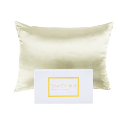 Royal Comfort Mulberry Soft Silk Hypoallergenic Pillowcase Twin Pack 51 x 76cm 51 x 76 cm Ivory - Bedzy Australia