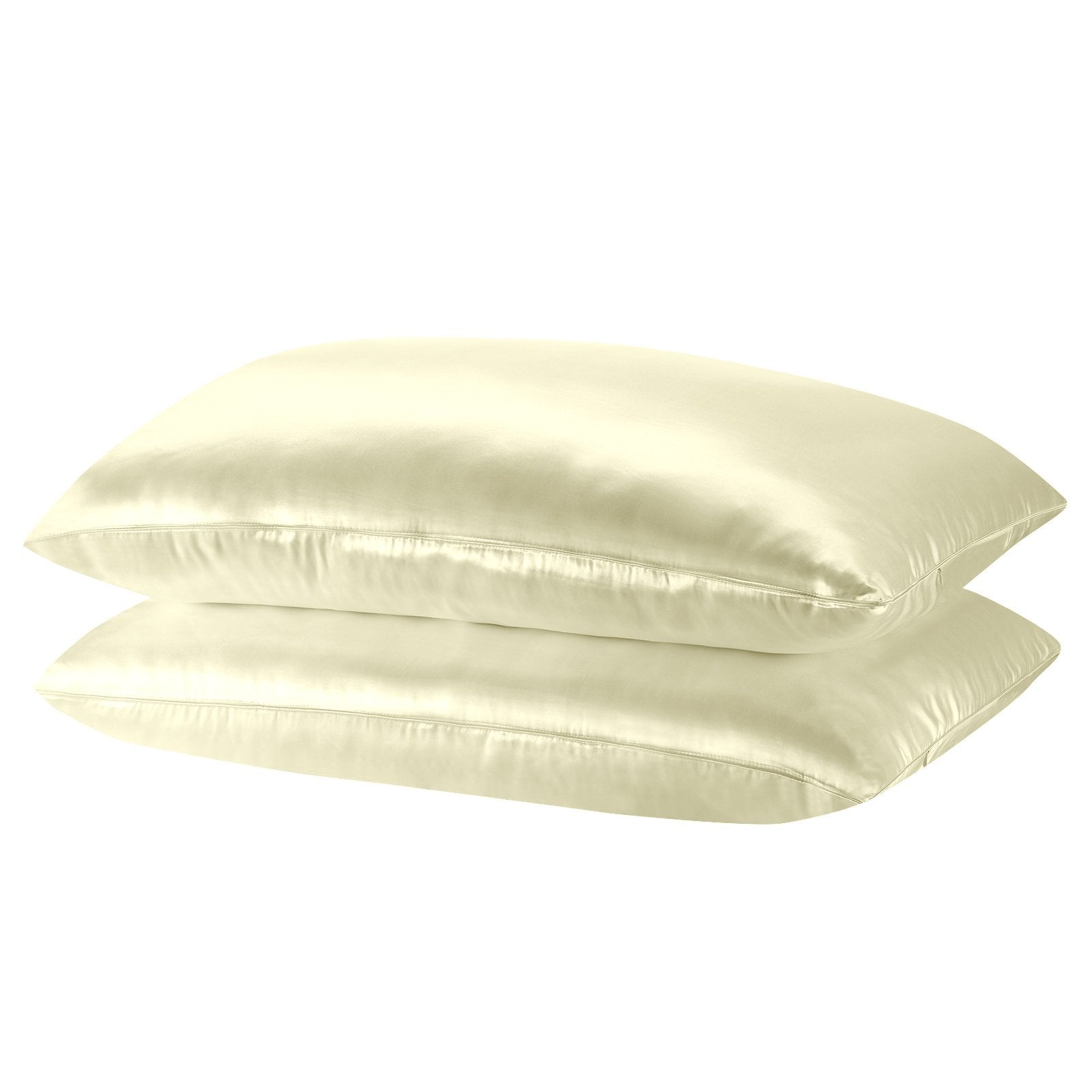 Royal Comfort Mulberry Soft Silk Hypoallergenic Pillowcase Twin Pack 51 x 76cm 51 x 76 cm Ivory - Bedzy Australia