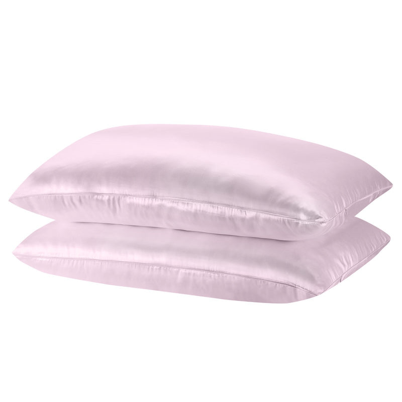 Royal Comfort Mulberry Soft Silk Hypoallergenic Pillowcase Twin Pack 51 x 76cm 51 x 76 cm Lilac - Bedzy Australia