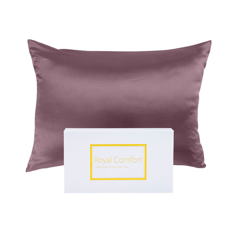 Royal Comfort Mulberry Soft Silk Hypoallergenic Pillowcase Twin Pack 51 x 76cm 51 x 76 cm Malaga Wine - Bedzy Australia