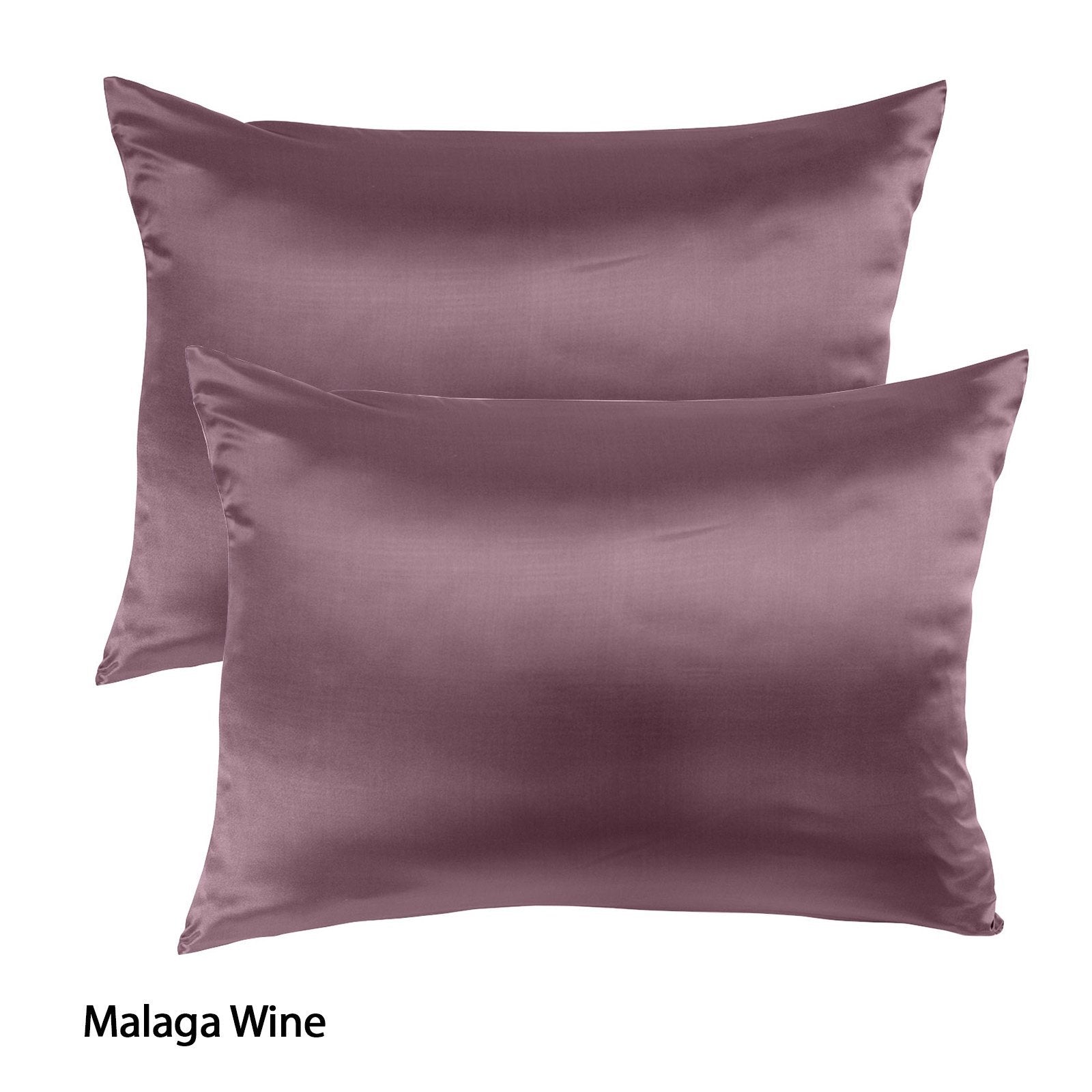 Royal Comfort Mulberry Soft Silk Hypoallergenic Pillowcase Twin Pack 51 x 76cm 51 x 76 cm Malaga Wine - Bedzy Australia