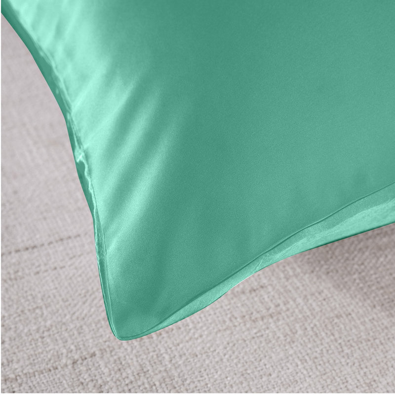 Royal Comfort Mulberry Soft Silk Hypoallergenic Pillowcase Twin Pack 51 x 76cm 51 x 76 cm Mint - Bedzy Australia