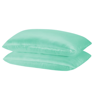 Royal Comfort Mulberry Soft Silk Hypoallergenic Pillowcase Twin Pack 51 x 76cm 51 x 76 cm Mint - Bedzy Australia