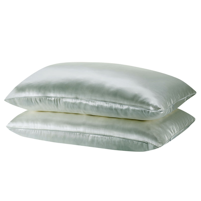 Royal Comfort Mulberry Soft Silk Hypoallergenic Pillowcase Twin Pack 51 x 76cm 51 x 76 cm Sage - Bedzy Australia