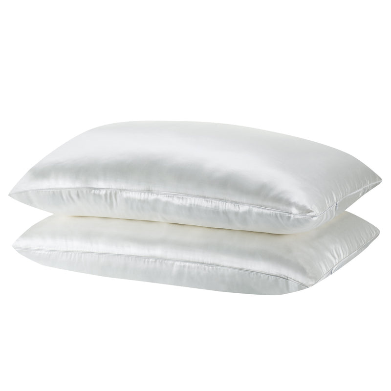 Royal Comfort Mulberry Soft Silk Hypoallergenic Pillowcase Twin Pack 51 x 76cm 51 x 76 cm Silver - Bedzy Australia