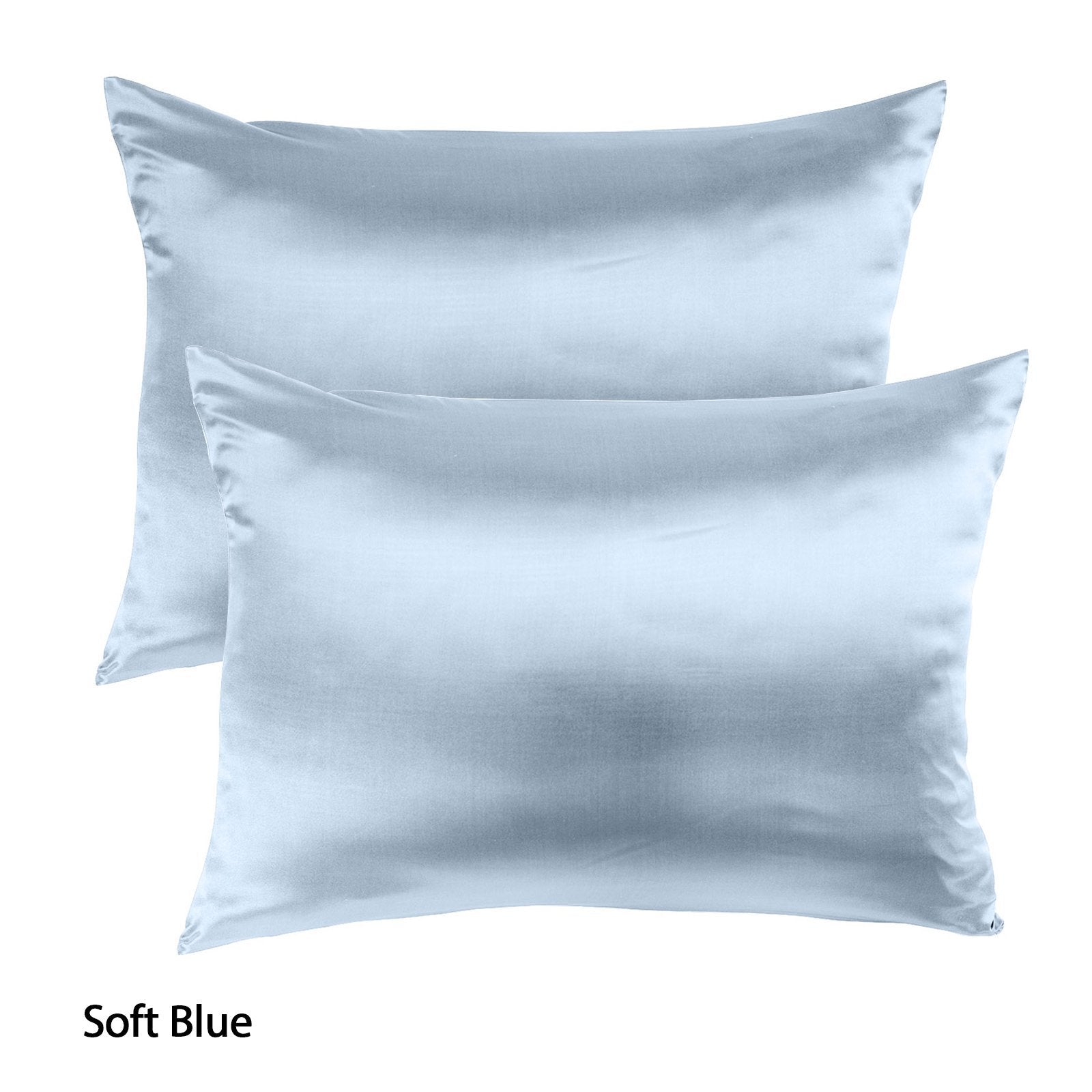 Royal Comfort Mulberry Soft Silk Hypoallergenic Pillowcase Twin Pack 51 x 76cm 51 x 76 cm Soft Blue - Bedzy Australia
