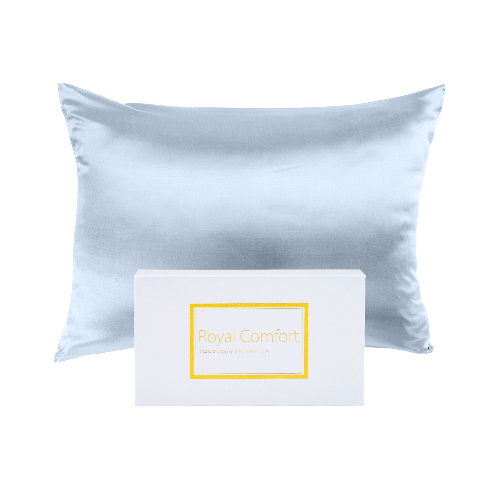 Royal Comfort Mulberry Soft Silk Hypoallergenic Pillowcase Twin Pack 51 x 76cm 51 x 76 cm Soft Blue - Bedzy Australia