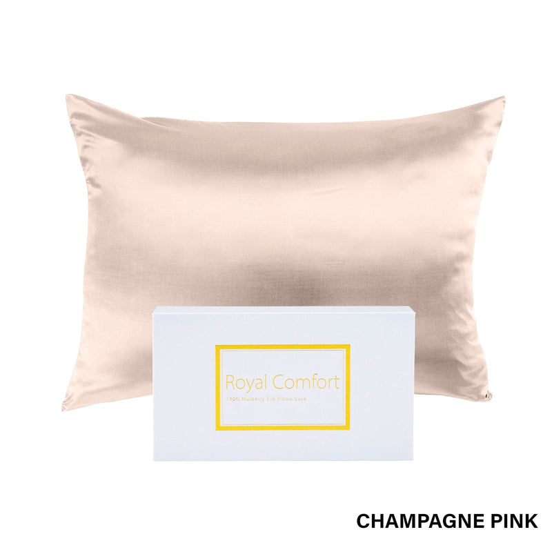 Royal Comfort Pure Silk Pillow Case 100% Mulberry Silk Hypoallergenic Pillowcase 51 x 76 cm Champagne Pink - Bedzy Australia