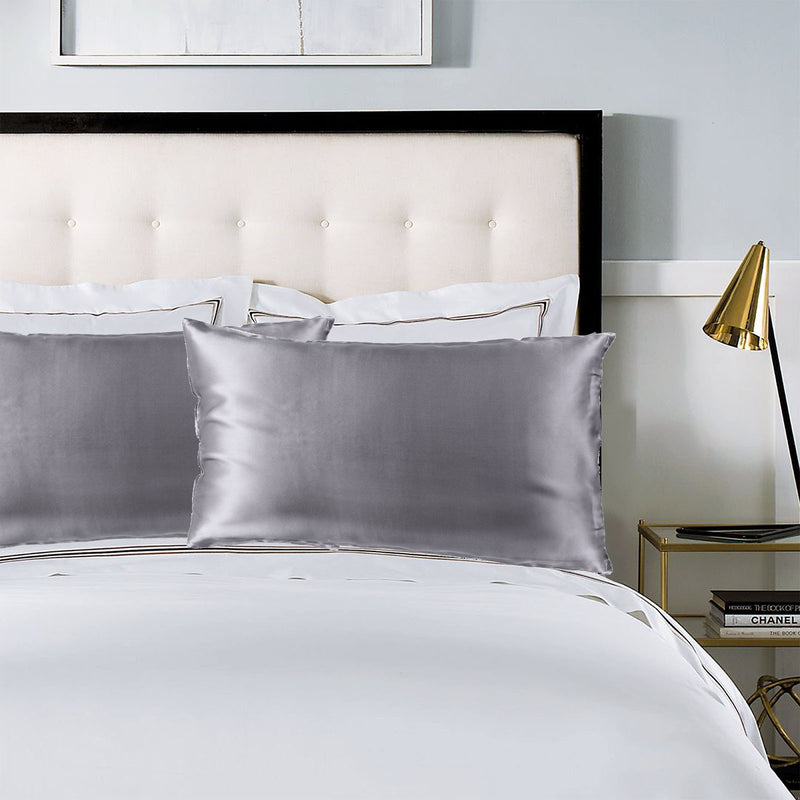 Royal Comfort Pure Silk Pillow Case 100% Mulberry Silk Hypoallergenic Pillowcase 51 x 76 cm Charcoal - Bedzy Australia