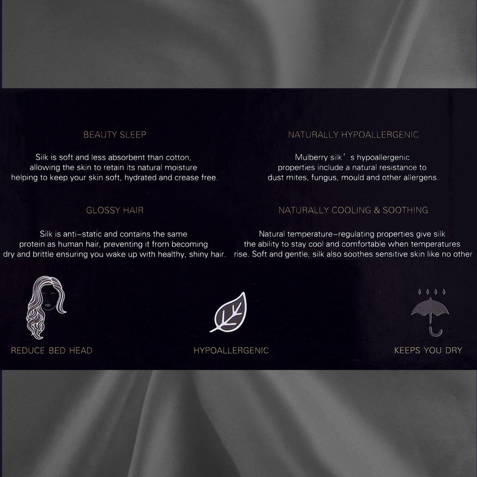 Royal Comfort Pure Silk Pillow Case 100% Mulberry Silk Hypoallergenic Pillowcase 51 x 76 cm Charcoal - Bedzy Australia