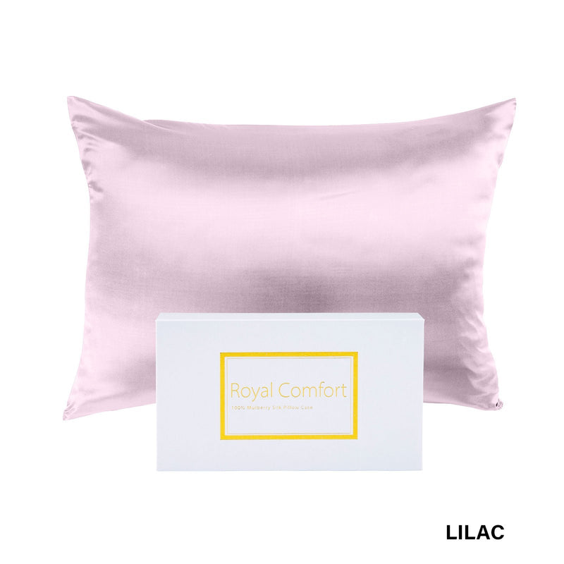 Royal Comfort Pure Silk Pillow Case 100% Mulberry Silk Hypoallergenic Pillowcase 51 x 76 cm Lilac - Bedzy Australia