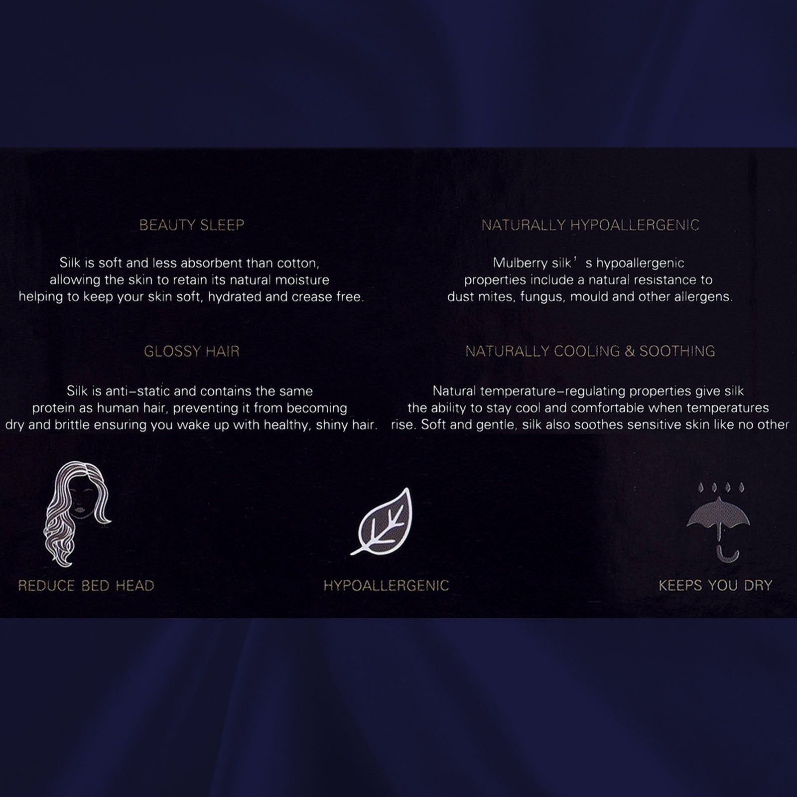 Royal Comfort Pure Silk Pillow Case 100% Mulberry Silk Hypoallergenic Pillowcase 51 x 76 cm Navy - Bedzy Australia