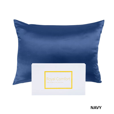 Royal Comfort Pure Silk Pillow Case 100% Mulberry Silk Hypoallergenic Pillowcase 51 x 76 cm Navy - Bedzy Australia