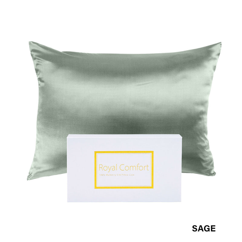 Royal Comfort Pure Silk Pillow Case 100% Mulberry Silk Hypoallergenic Pillowcase 51 x 76 cm Sage - Bedzy Australia