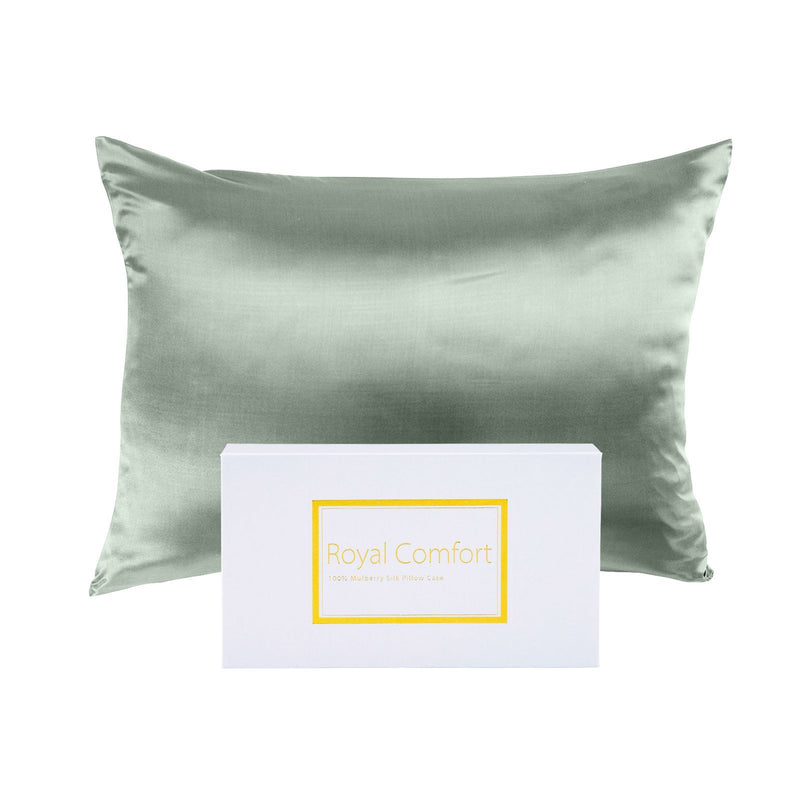 Royal Comfort Pure Silk Pillow Case 100% Mulberry Silk Hypoallergenic Pillowcase 51 x 76 cm Sage - Bedzy Australia