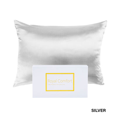 Royal Comfort Pure Silk Pillow Case 100% Mulberry Silk Hypoallergenic Pillowcase 51 x 76 cm Silver - Bedzy Australia