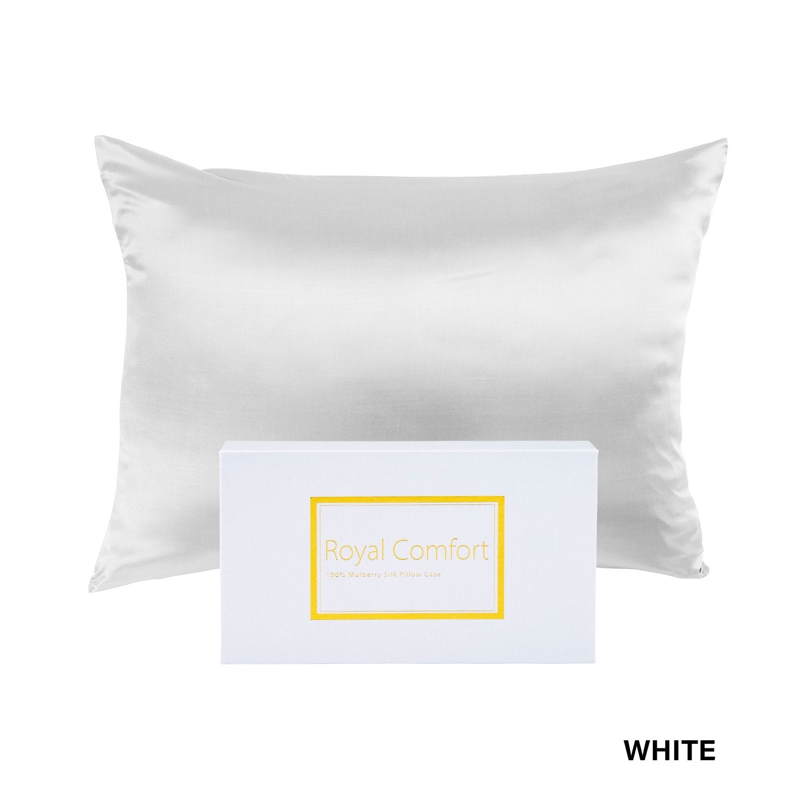 Royal Comfort Pure Silk Pillow Case 100% Mulberry Silk Hypoallergenic Pillowcase 51 x 76 cm White - Bedzy Australia