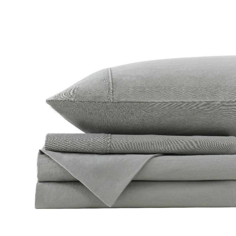 Royal Comfort Vintage Washed 100% Cotton Quilt Cover Set Bedding Ultra Soft Double Grey - Bedzy Australia