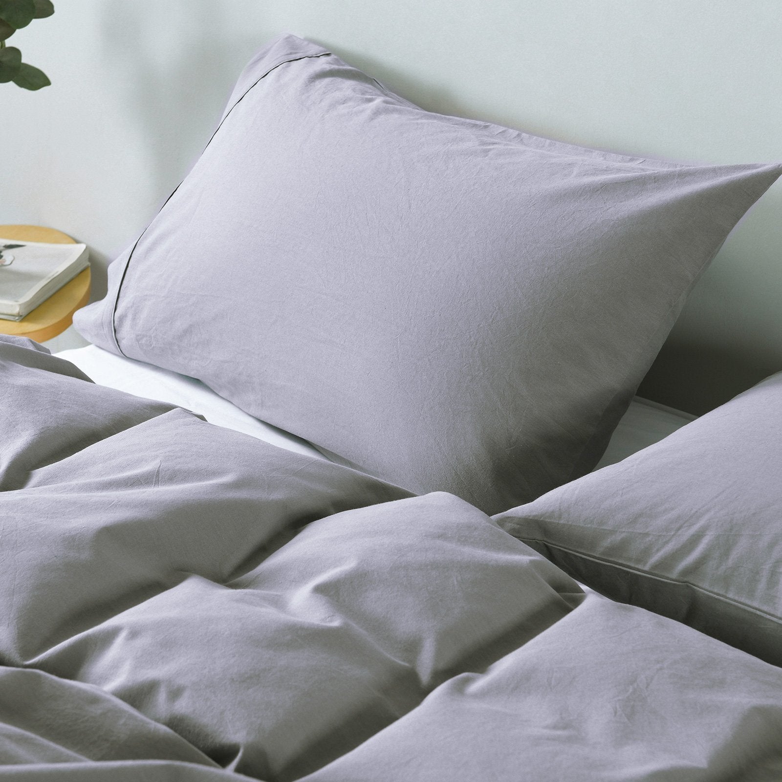 Royal Comfort Vintage Washed 100% Cotton Quilt Cover Set Bedding Ultra Soft Double Grey - Bedzy Australia