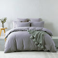 Vintage Washed 100% Cotton Quilt Cover Set Bedding Ultra Soft Double Grey