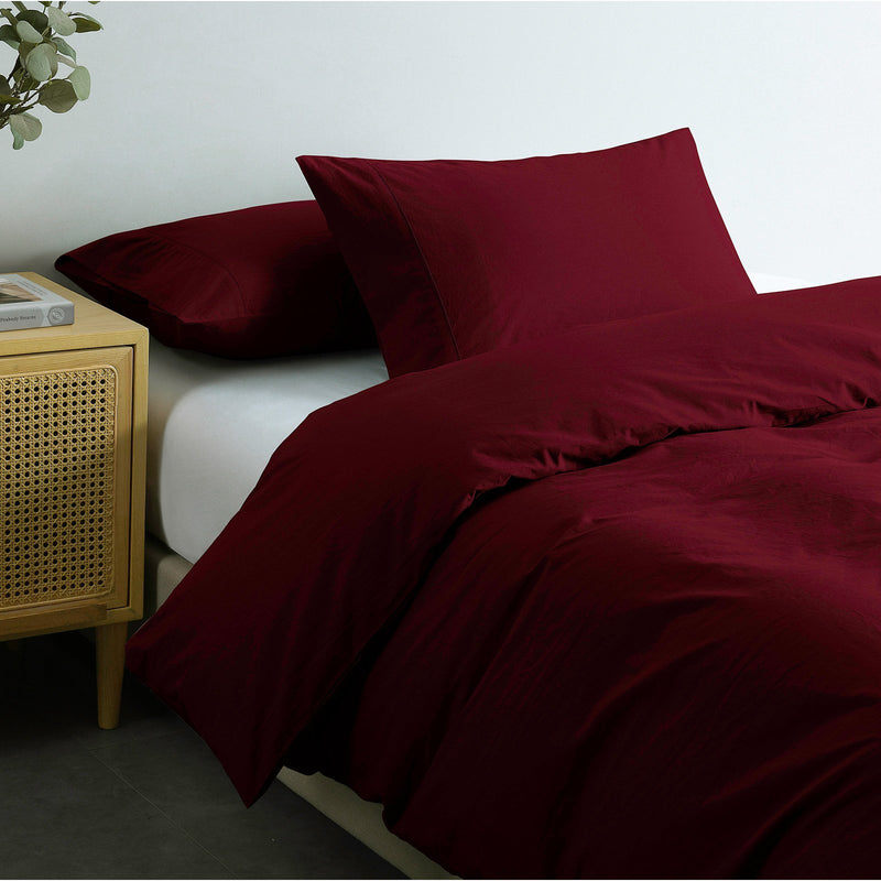 Royal Comfort Vintage Washed 100% Cotton Quilt Cover Set Bedding Ultra Soft Double Mulled Wine - Bedzy Australia - Home & Garden > Bedding