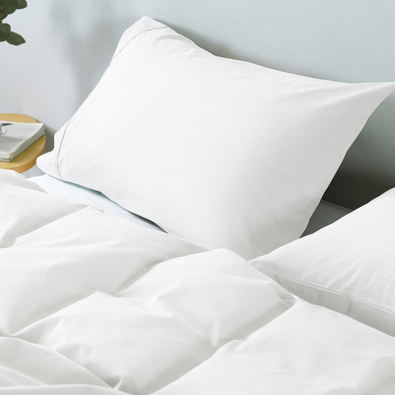 Royal Comfort Vintage Washed 100% Cotton Quilt Cover Set Bedding Ultra Soft Double White - Bedzy Australia - Home & Garden > Bedding