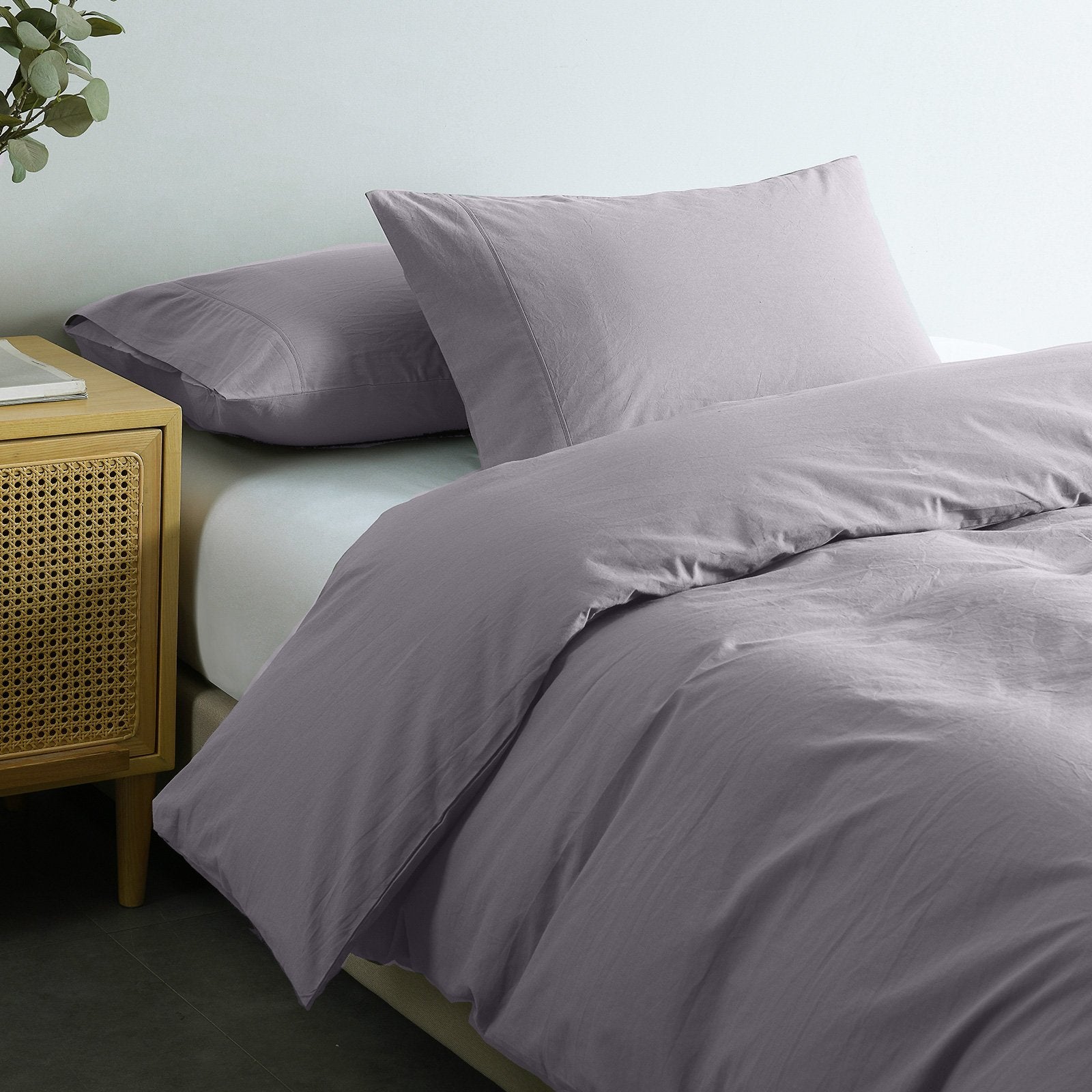 Royal Comfort Vintage Washed 100% Cotton Quilt Cover Set Bedding Ultra Soft King Grey - Bedzy Australia