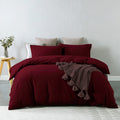Vintage Washed 100% Cotton Quilt Cover Set Bedding Ultra Soft King Mulled Wine