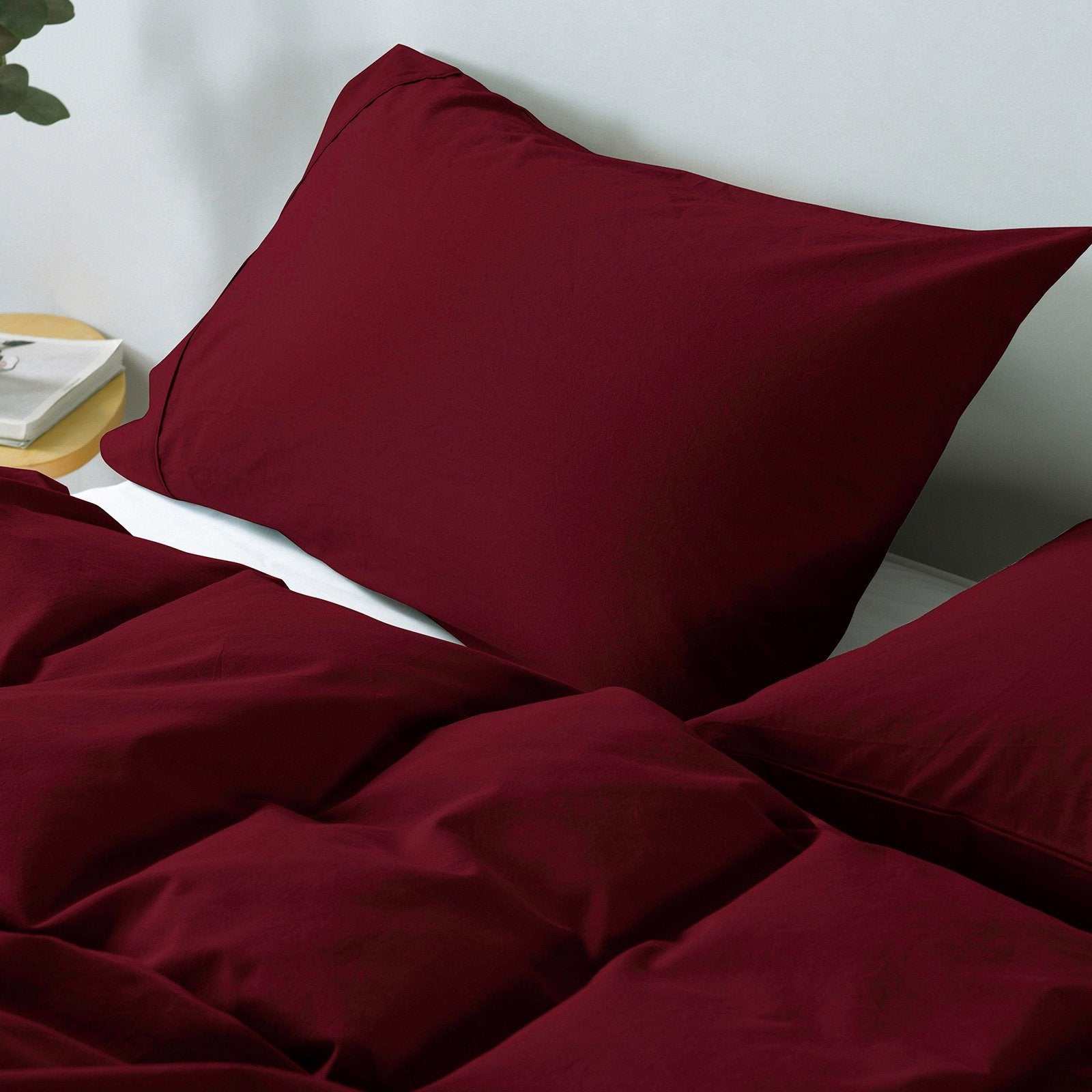 Royal Comfort Vintage Washed 100% Cotton Quilt Cover Set Bedding Ultra Soft King Mulled Wine - Bedzy Australia