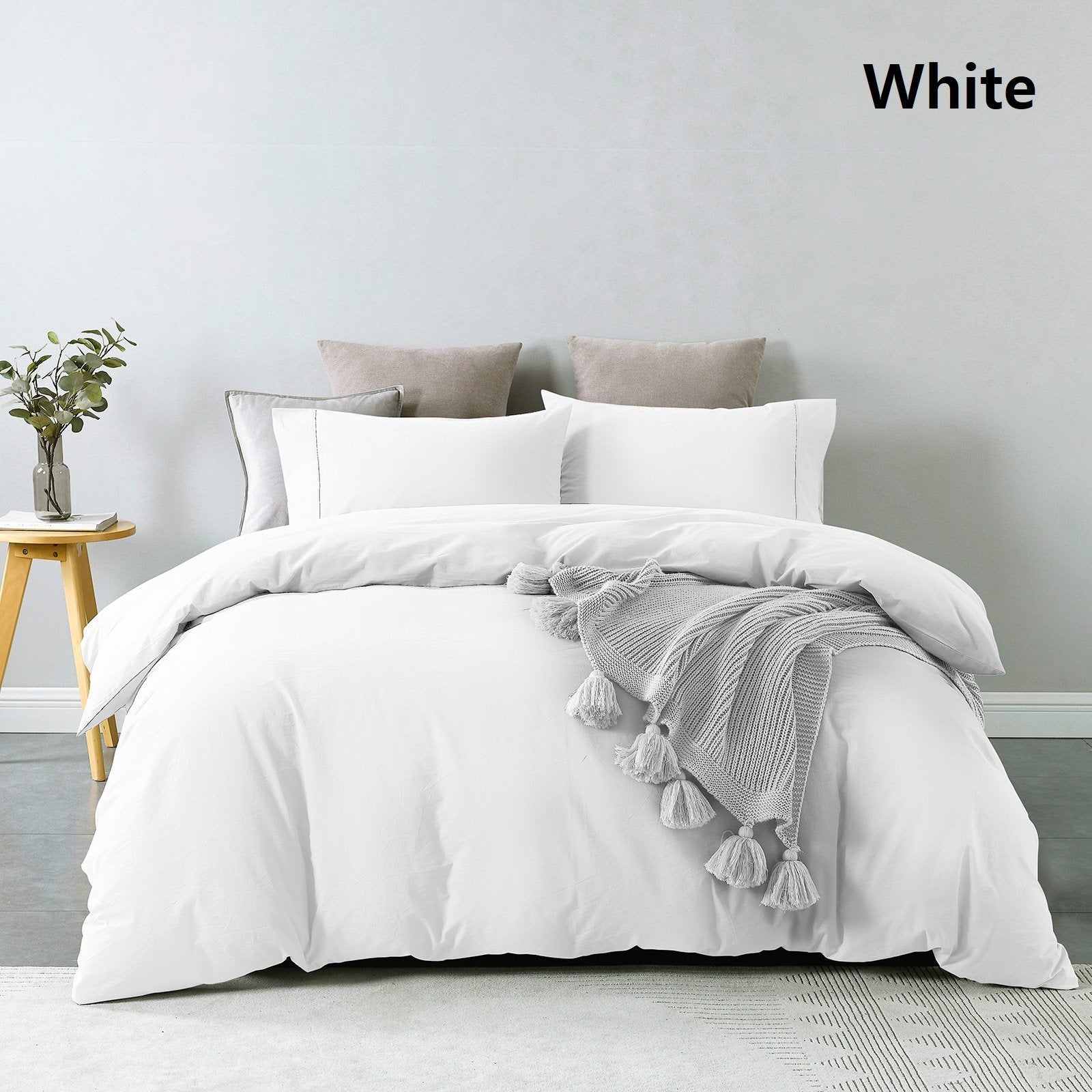 Royal Comfort Vintage Washed 100% Cotton Quilt Cover Set Bedding Ultra Soft King White - Bedzy Australia