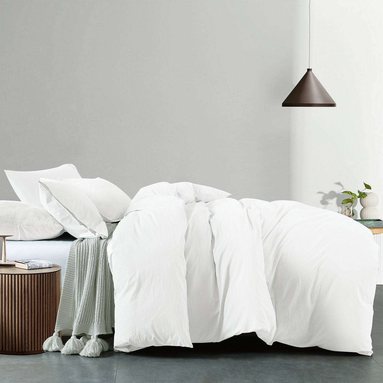 Royal Comfort Vintage Washed 100% Cotton Quilt Cover Set Bedding Ultra Soft King White - Bedzy Australia