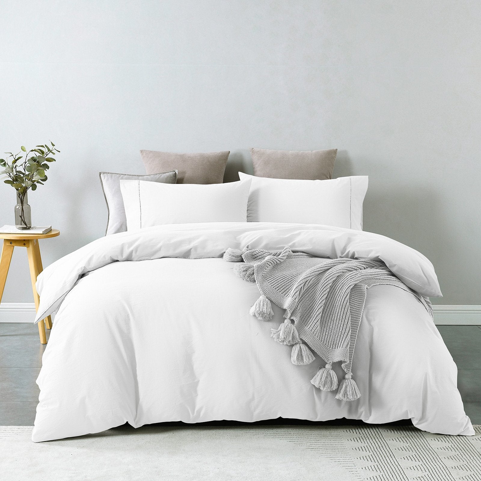 Royal Comfort Vintage Washed 100% Cotton Quilt Cover Set Bedding Ultra Soft King White - Bedzy Australia