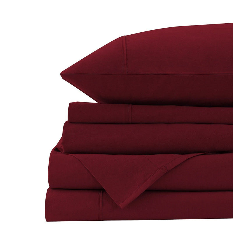 Royal Comfort Vintage Washed 100% Cotton Quilt Cover Set Bedding Ultra Soft Queen Mulled Wine - Bedzy Australia