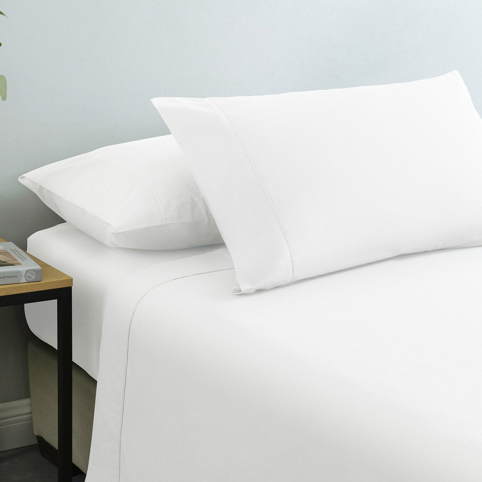 Royal Comfort Vintage Washed 100% Cotton Sheet Set Fitted Flat Sheet Pillowcases King White - Bedzy Australia