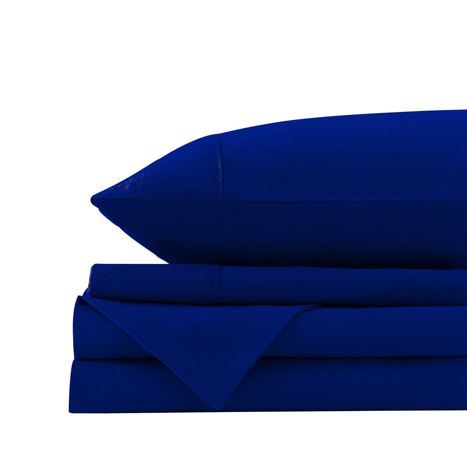 Royal Comfort Vintage Washed 100% Cotton Sheet Set Fitted Flat Sheet Pillowcases Queen Royal Blue - Bedzy Australia