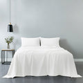 Vintage Washed 100% Cotton Sheet Set Fitted Flat Sheet Pillowcases Queen White
