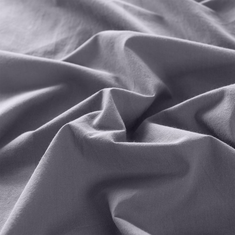 Royal Comfort Vintage Washed 100% Cotton Sheet Set Fitted Flat Sheet Pillowcases Single Grey - Bedzy Australia