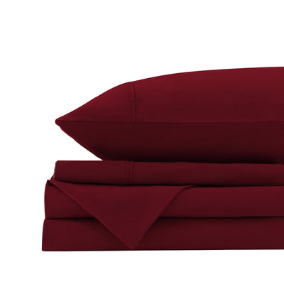 Royal Comfort Vintage Washed 100% Cotton Sheet Set Fitted Flat Sheet Pillowcases Single Mulled Wine - Bedzy Australia