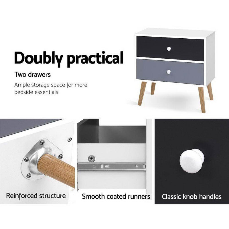 Scandinavian-inspired Bedside Table Black & White - Bedzy Australia - Furniture > Living Room