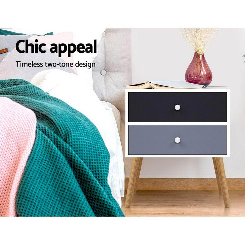 Scandinavian-inspired Bedside Table Black & White - Bedzy Australia - Furniture > Living Room