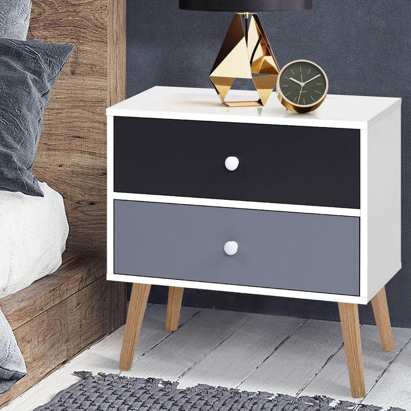 Scandinavian-inspired Bedside Table Black & White - Bedzy Australia