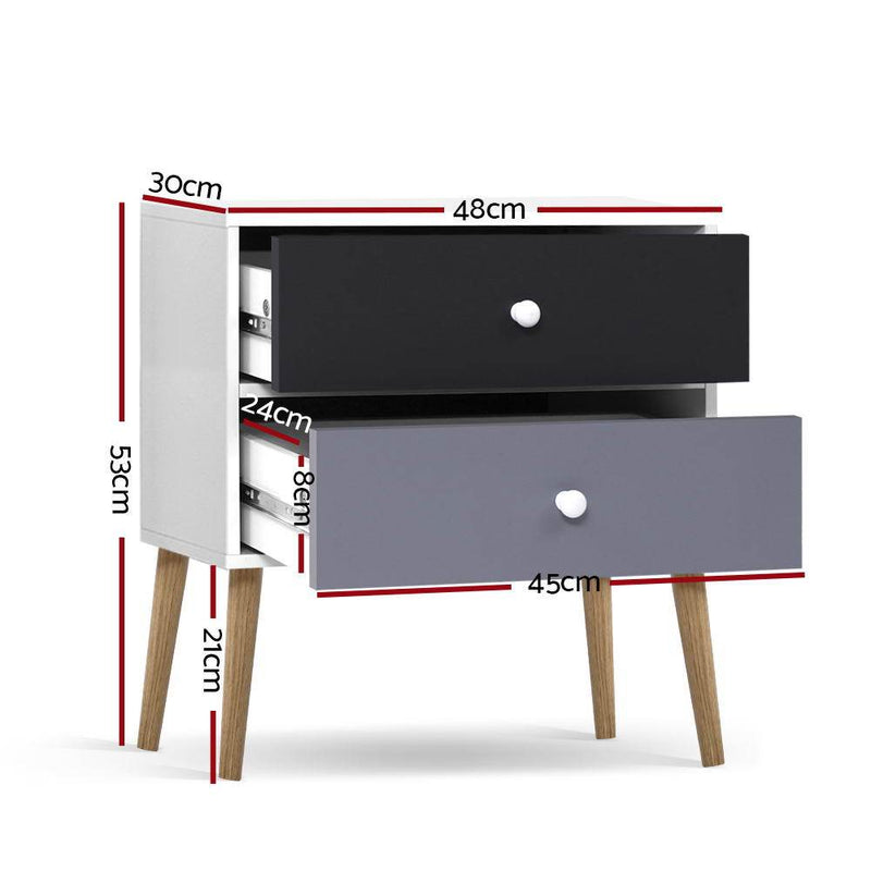 Scandinavian-inspired Bedside Table Black & White - Bedzy Australia