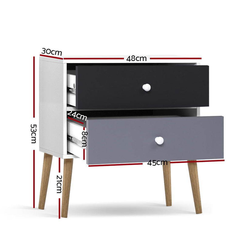 Scandinavian-inspired Bedside Table Black & White - Bedzy Australia - Furniture > Living Room
