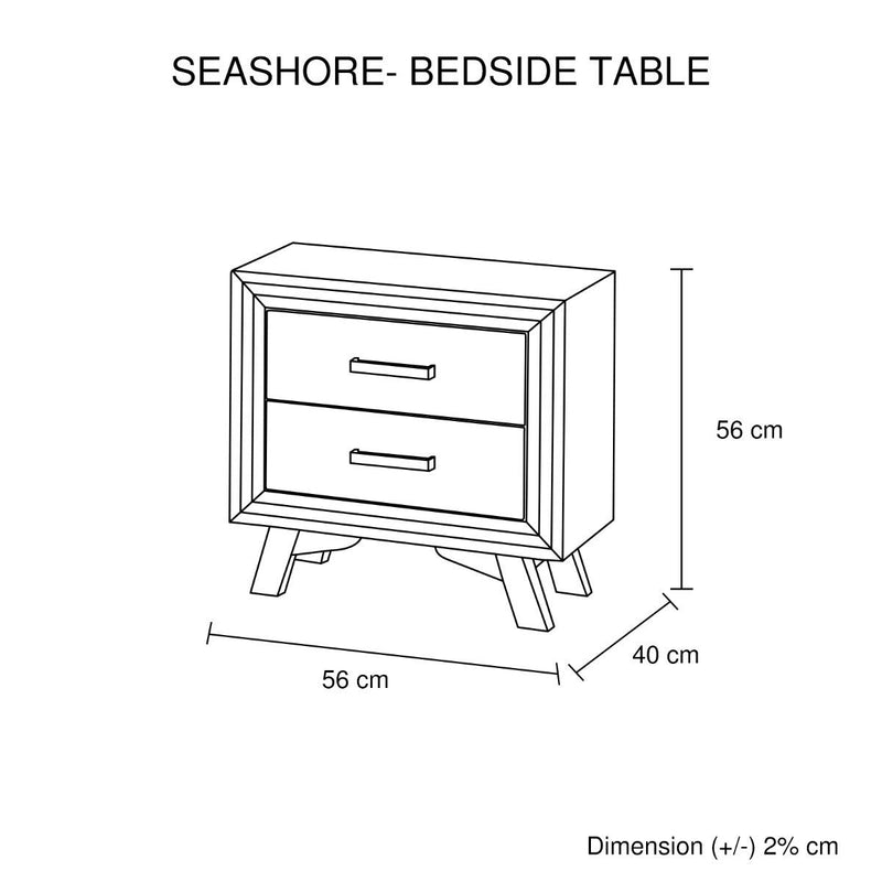 Seashore Bedside 2 Drawers - Bedzy Australia - Furniture > Bedroom